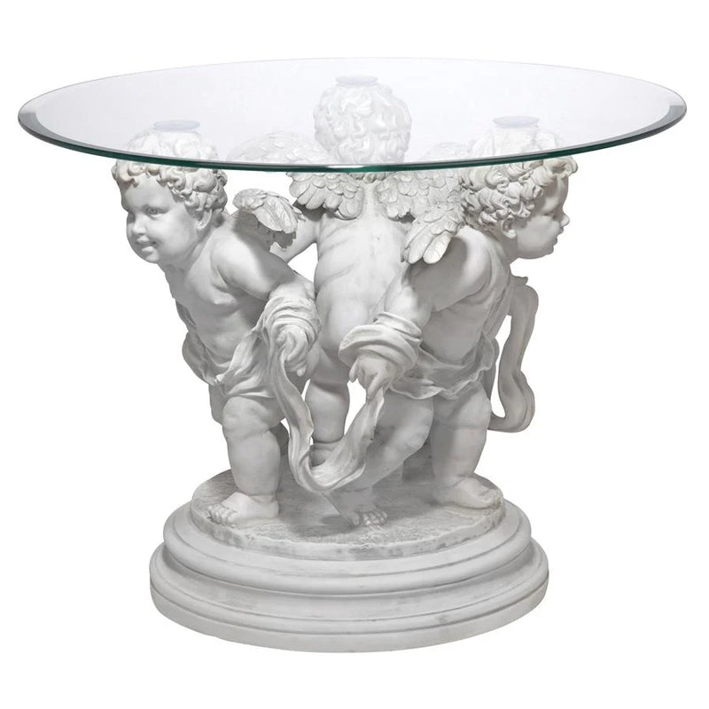 Bernini's Cherubs Glass-Top Sculptural Table Design Toscano