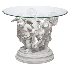 Bernini's Cherubs Glass-Top Sculptural Table Design Toscano