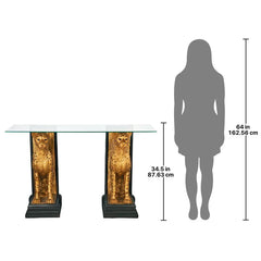 Royal Egyptian Cheetahs Sculptural Glass-Topped Console Design Toscano