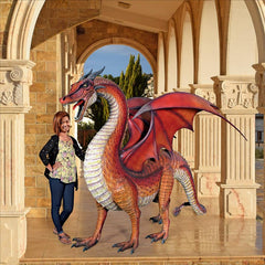 The Red Welsh Dragon Statue: Giant Design Toscano