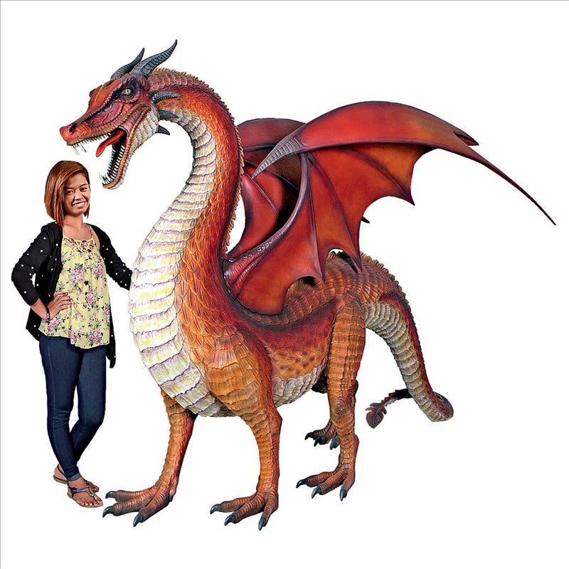 The Red Welsh Dragon Statue: Giant Design Toscano