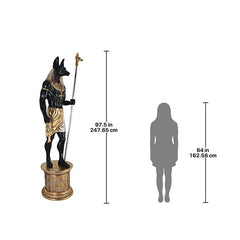 The Egyptian Grand Ruler Collection: Life-Size Anubis Statue atop a Temple Column Mount