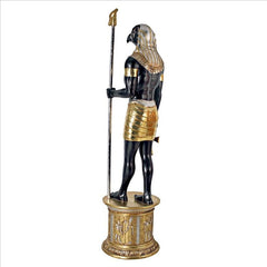 The Egyptian Grand Ruler Collection: Life-Size Horus Statue atop a Temple Column Mount