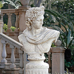 Apollo Belvedere Sculptural Bust on Roman Column Plinth