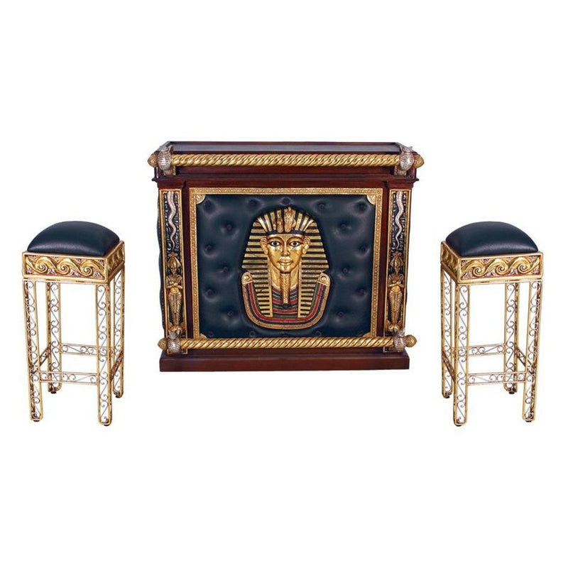 The Altar of Tenenit Egyptian Bar with Two Barstools Design Toscano