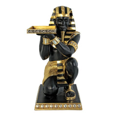 Egyptian Pharaoh's Kneeling Nubian Servant: Egyptian Side Table Statue Design Toscano