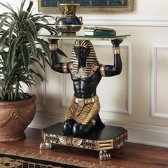 Servant to the Pharaoh Glass-Topped Console Table Design Toscano