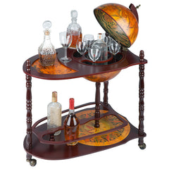 Old World Extended Shelf Italian Replica Globe Bar Cart Design Toscano