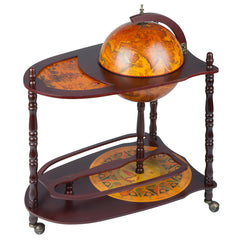 Old World Extended Shelf Italian Replica Globe Bar Cart Design Toscano