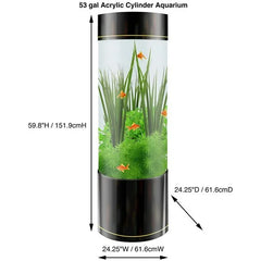 Penn Plax 53 Gallons Cylinder Acrylic Aquarium Tank, 24.25" L X 24.25" W X 59.8" H