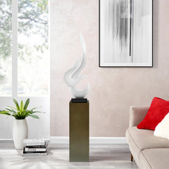 Finesse Decor Flame 65" Tall Floor Sculpture // White With Gray Stand