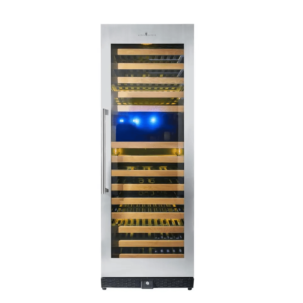 KingsBottle Tall Large Wine Refrigerator With Glass Door With Stainless Steel Trim ﻿