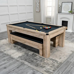 Atomic Hampton 7' 3-in-1 Dining Table with Billiards and Table Tennis In White Oak