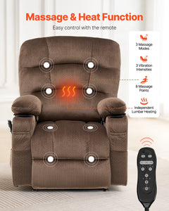 Power Lift Recliner Chair for Elderly Heat and Massage Electric Recliner Large