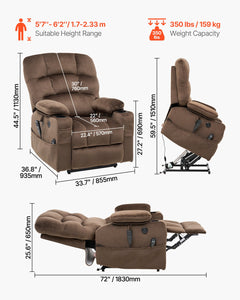 Power Lift Recliner Chair for Elderly Heat and Massage Electric Recliner Large