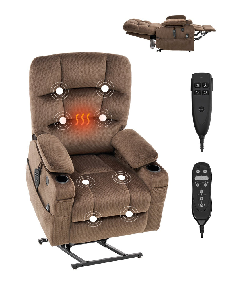 Power Lift Recliner Chair for Elderly Heat and Massage Electric Recliner Large