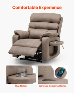 Power Lift Recliner Chair with Heat and Massage Electric Recliner Light Brown