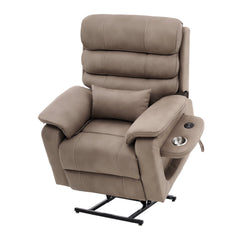 Power Lift Recliner Chair with Heat and Massage Electric Recliner Light Brown