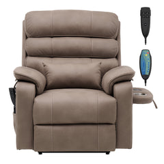 Power Lift Recliner Chair with Heat and Massage Electric Recliner Light Brown