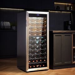 VEVOR 80-Bottle Wine Cooler Dual Zone Freestanding Refrigerator LED Light Lock