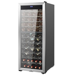 VEVOR 80-Bottle Wine Cooler Dual Zone Freestanding Refrigerator LED Light Lock