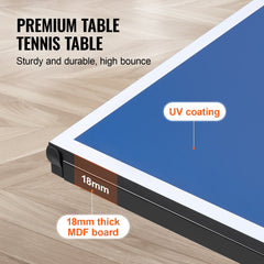 VEVOR Ping Pong Table Foldable Table Tennis Game Table Indoor with Clamp Net