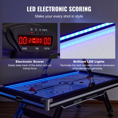 VEVOR Air-Powered Hockey Table, 89" Indoor Hockey Table for Kids and Adults, LED Sports Hockey Game with 2 Pucks, 2 Pushers, and Electronic Score System, Arcade Gaming Set for Game Room Family Home