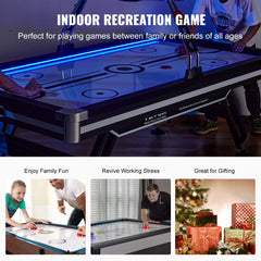 VEVOR Air-Powered Hockey Table, 89" Indoor Hockey Table for Kids and Adults, LED Sports Hockey Game with 2 Pucks, 2 Pushers, and Electronic Score System, Arcade Gaming Set for Game Room Family Home