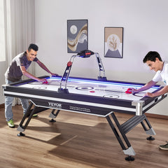 VEVOR Air-Powered Hockey Table, 89" Indoor Hockey Table for Kids and Adults, LED Sports Hockey Game with 2 Pucks, 2 Pushers, and Electronic Score System, Arcade Gaming Set for Game Room Family Home