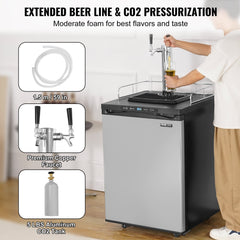 VEVOR Beer Kegerator Draft Beer Dispenser Full Size Keg Refrigerator Dual Tap