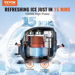 VEVOR Commercial Ice Maker, 550LBS/24H Ice Making Machine with 330.7LBS Large Storage Bin, 1000W Auto Self-Cleaning Ice Maker Machine ith 3.5-inch LED Screen for Business Bar Cafe Restaurant