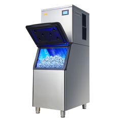 VEVOR Commercial Ice Maker, 550LBS/24H Ice Making Machine with 330.7LBS Large Storage Bin, 1000W Auto Self-Cleaning Ice Maker Machine ith 3.5-inch LED Screen for Business Bar Cafe Restaurant