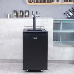 VEVOR Beer Kegerator, Dual Tap Draft Beer Dispenser, Full Size Keg Refrigerator With Shelves, CO2 Cylinder, Drip Tray & Rail, 32°F- 50°F Temperature Control, Holds 1/6, 1/4, 1/2 Barrels, Black