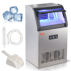 VEVOR Commercial Ice Maker, 130lbs/24H, Ice Maker Machine, 55 Ice Cubes in 12-15 Minutes, Freestanding Cabinet Ice Maker with 24lbs Storage Capacity LED Digital Display, for Bar Home Office Restaurant