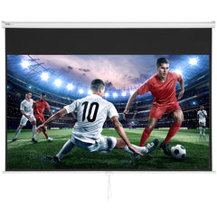 VEVOR Manual Projector Screen, 100 inch 16:9 4K 1080 HD Retractable Pull Down Projector Screen, Auto-Locking Portable Movie Screen for Family Home Office Theater