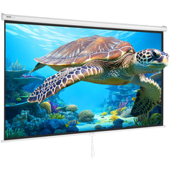 VEVOR Manual Projector Screen, 100 inch 16:9 4K 1080 HD Retractable Pull Down Projector Screen, Auto-Locking Portable Movie Screen for Family Home Office Theater